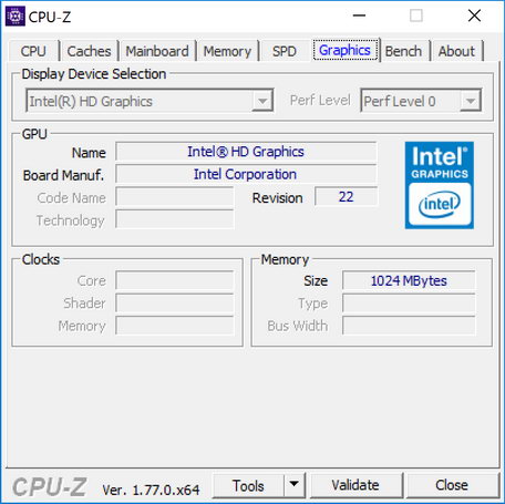 Утилита CPU-Z, данные процессора Intel Atom x5 Z8300 (Cherry Trail)