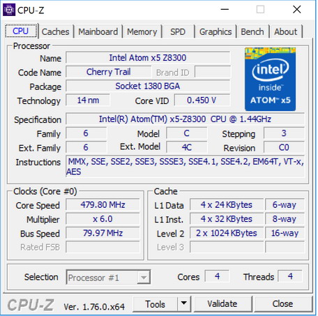 информация CPU-Z о планшете