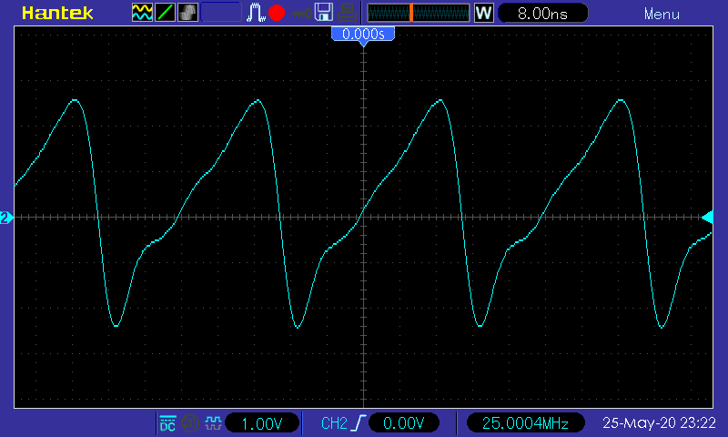осциллограф Hantek DSO5102P - осциллограмма пила 25 МГц