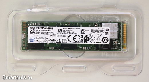 Упаковка накопителя SSD Intel SSDPEKNW512G8X1 на 512 ГБ (серия  Intel 660p)