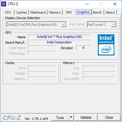 Данные графического ядра процессора в Intel NUC7i7BNH (boxnuc7i7bnh)