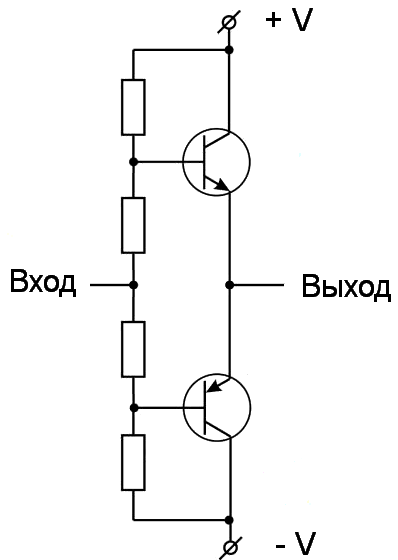 выходной каскад усилителя класса AB на транзисторах