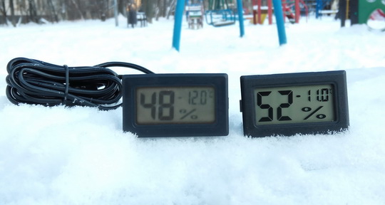 Показания термометров-гигрометров при отрицательной температуре