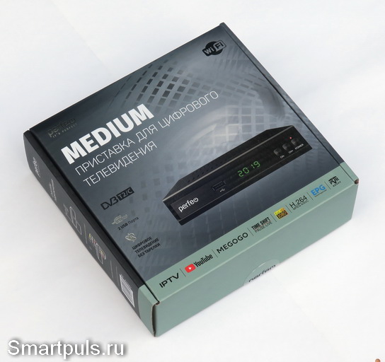 Упаковка ТВ-приставки Perfeo Medium DVB-T2