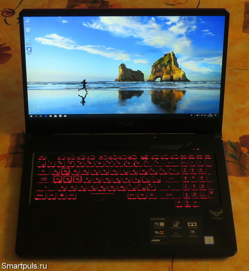 Тест и обзор ноутбука ASUS TUF Gaming FX705GD - клавиатура с подсветкой