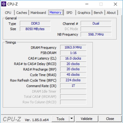 Утилита CPU-Z, данные оперативной памяти в ноутбуке ASUS UX461UN