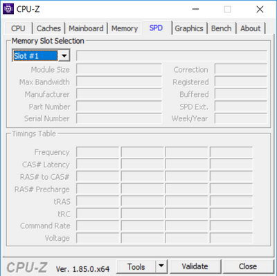 Утилита CPU-Z, данные памяти (SPD) в ноутбуке ASUS UX461UN