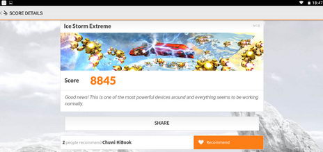 Тест 3DMark Ice Storm Extreme в планшете Chuwi Hibook