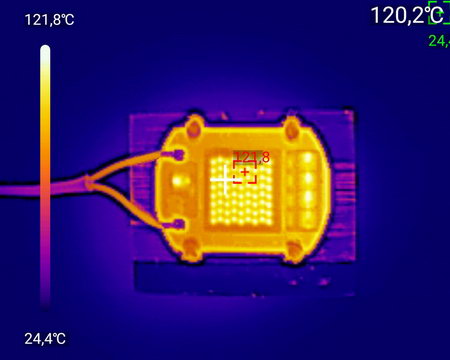 Тепловой снимок COB светильника (без вентиляции)