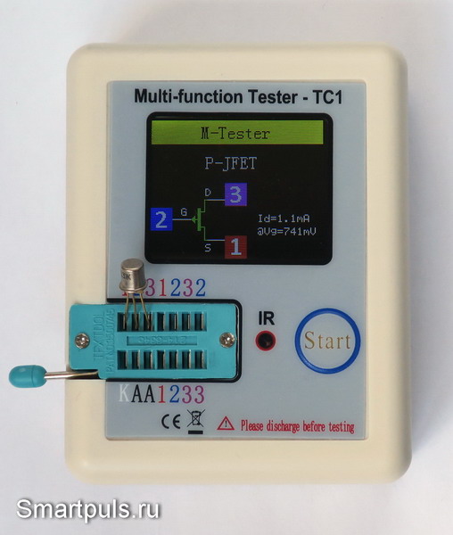 Измерение параметров тестером транзисторов LCR-TC1