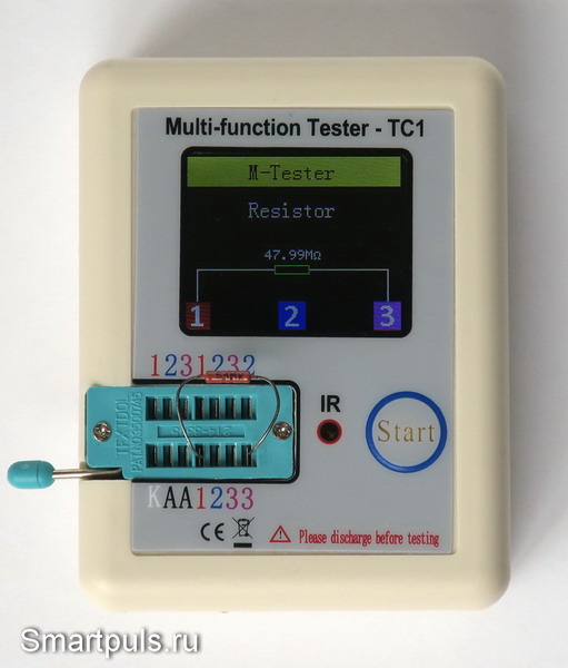 Измерение резисторов тестером радиодеталей LCR-TC1