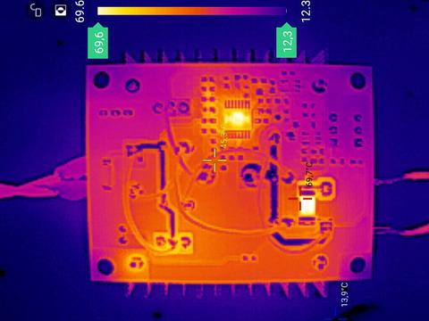 Тепловое фото DC-DC преобразователя после доработки