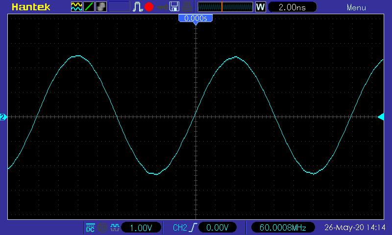 осциллограф Hantek DSO5102P - осциллограмма меандр 60 МГц
