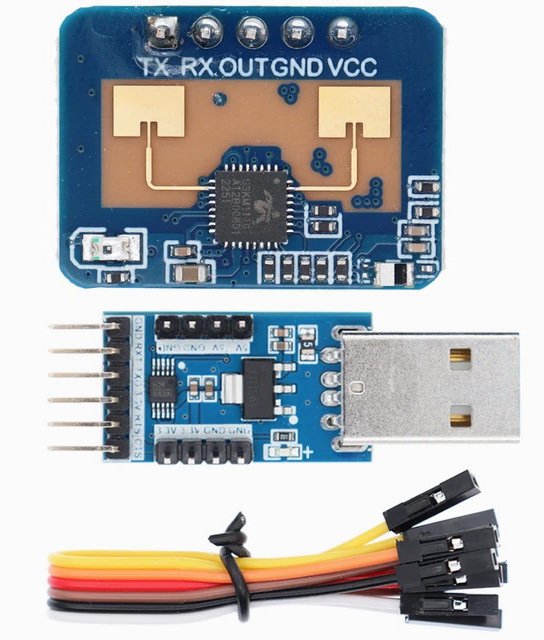 Полный комплект (датчик HLK-LD2410C + кабель + интерфейсная плата для порта USB-A)