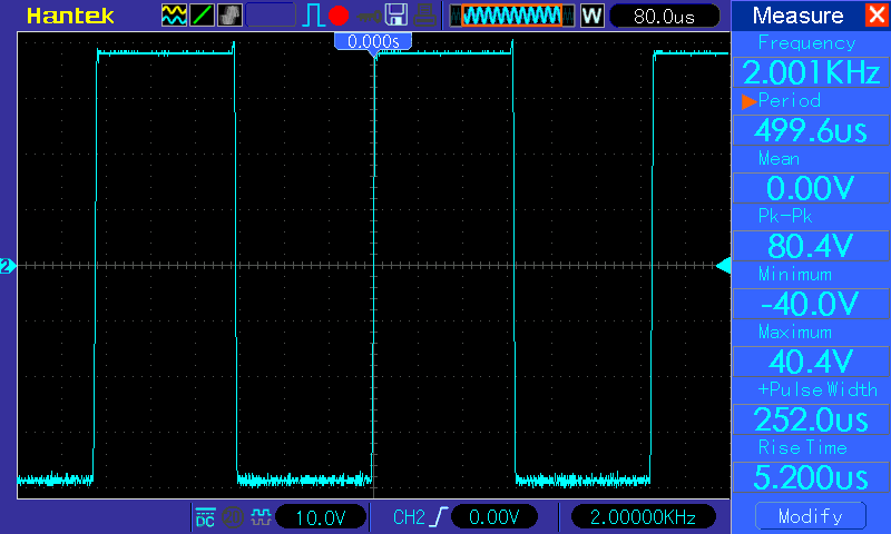 Осциллограмма (УНЧ класса AB на микросхеме LM3886), прямоугольник2 кГц