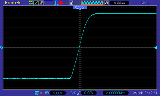 Осциллограмма (УНЧ класса AB на микросхеме TDA7379), фронт прямоугольного импульса 1 кГц, нагрузка 4 Ом