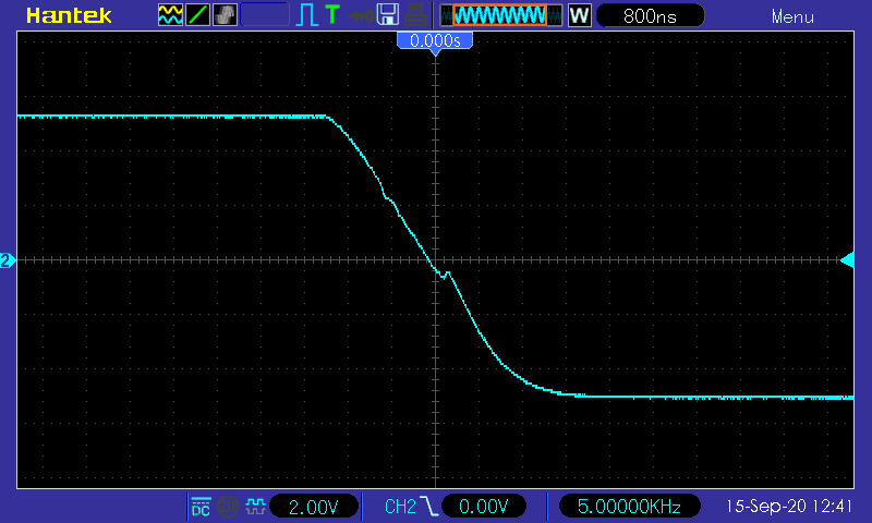 Осциллограмма TDA7850 - прямоугольник 5 кГц - передний фронт