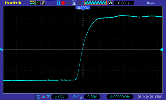 Осциллограмма (УНЧ класса D на микросхеме TPA3110), прямоугольник 2 кГц
