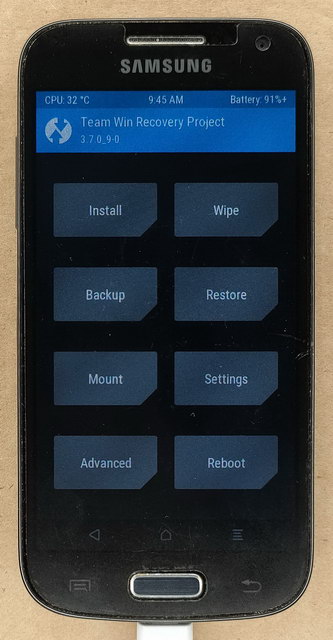 основное меню TWRP