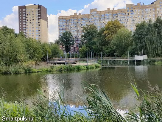 Мытищи. Остров на Яузе, мостик и смотровая площадка