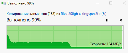 Копирование 200 ГБ данных при свободных 300 ГБ на SSD