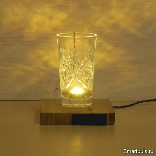 Автоматический ночник своими руками из хрустального стакана