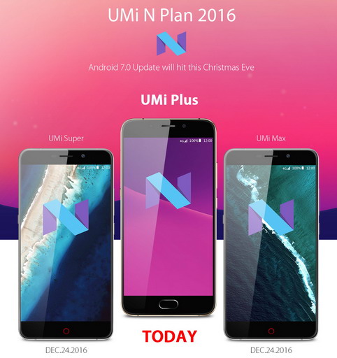 Смартфон UMi Plus обновляется до Android 7.0 Nougat