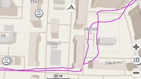 Тестовый трек GPS в сложных условиях (городская застройка)