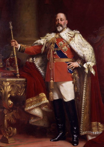 Король Великобритании Эдуард VII в коронационном одеянии, художник Люк Филдес