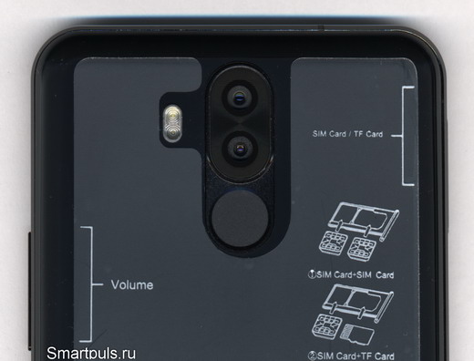 обзор смартфона Oukitel K6 - вид на основную камеру и сканер отпечатка пальца
