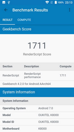 geekbench - результаты для Oukitel K8000