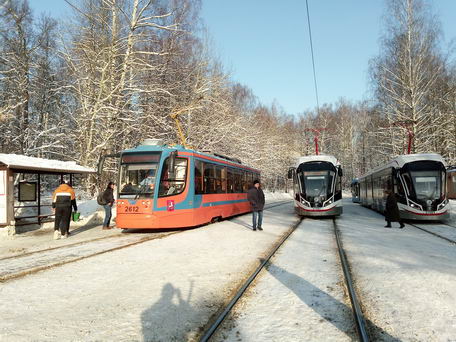 Конечная остановка трамваев в Метрогородке (Москва)