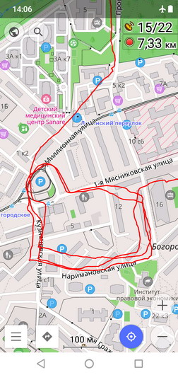 Навигация (GPS и ГЛОНАСС) в смартфоне oukitel u18, пробный трек