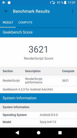 geekbench - результаты на sony xa2