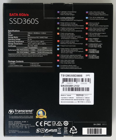 Упаковка SSD Transcend TS128GSSD360S